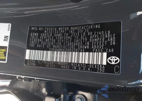 2025 Toyota Corolla Se z USA, uszkodzony, nr VIN 5YFS4MCE2SP238744